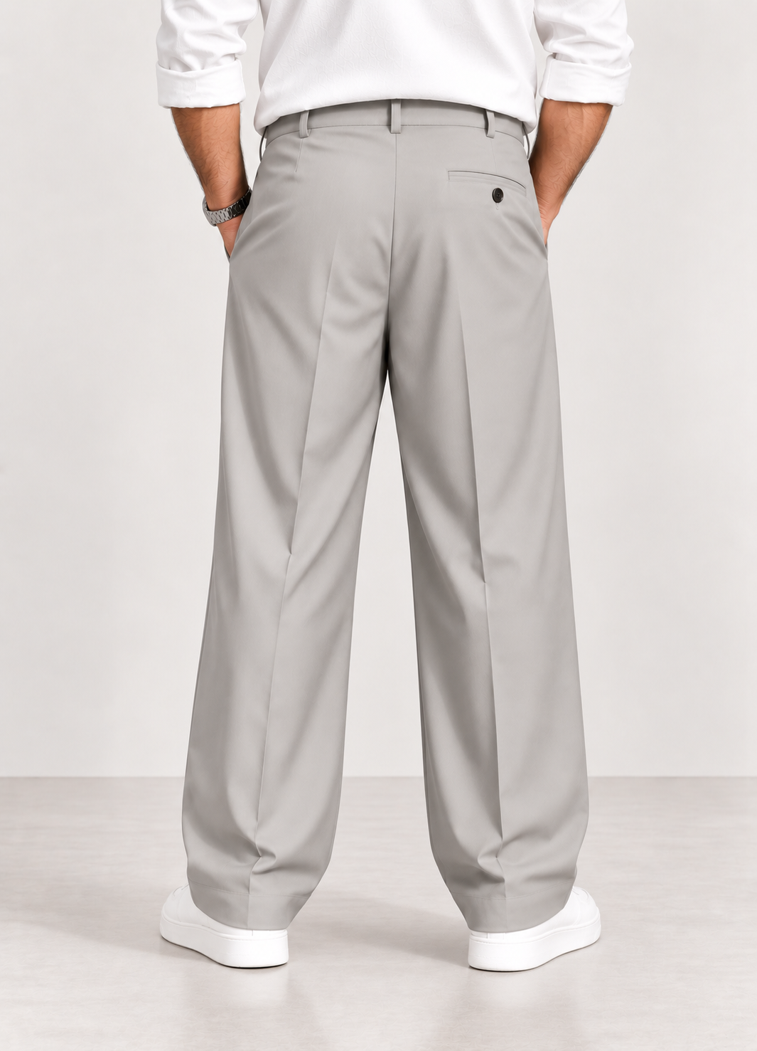 Mens relaxed fit korean trousers-Mouse(Beige)