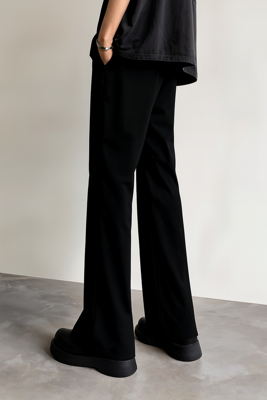 Korean Minimal Bootcut Pant– Black
