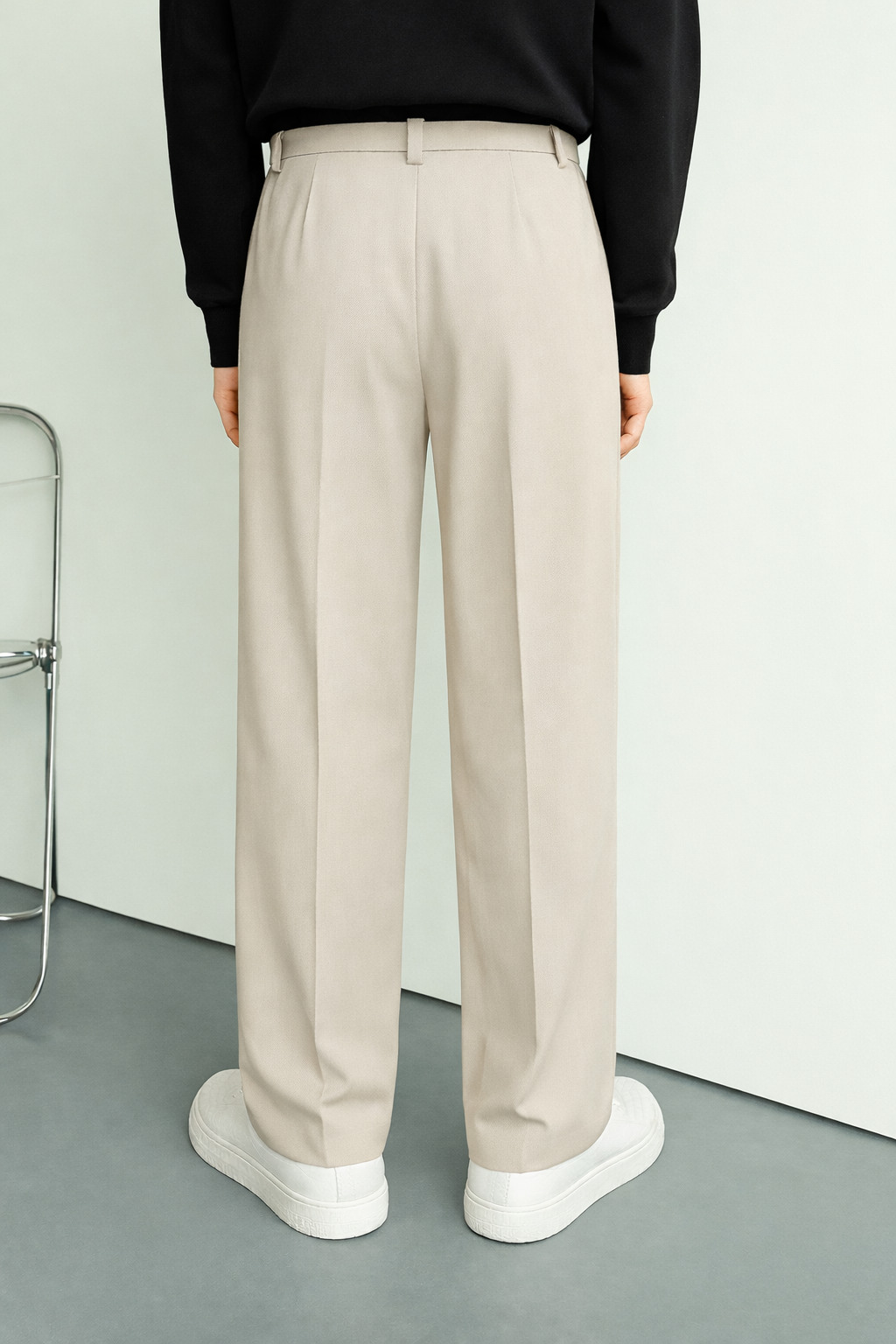 Korean Old Money Straight Fit Pant - Beige