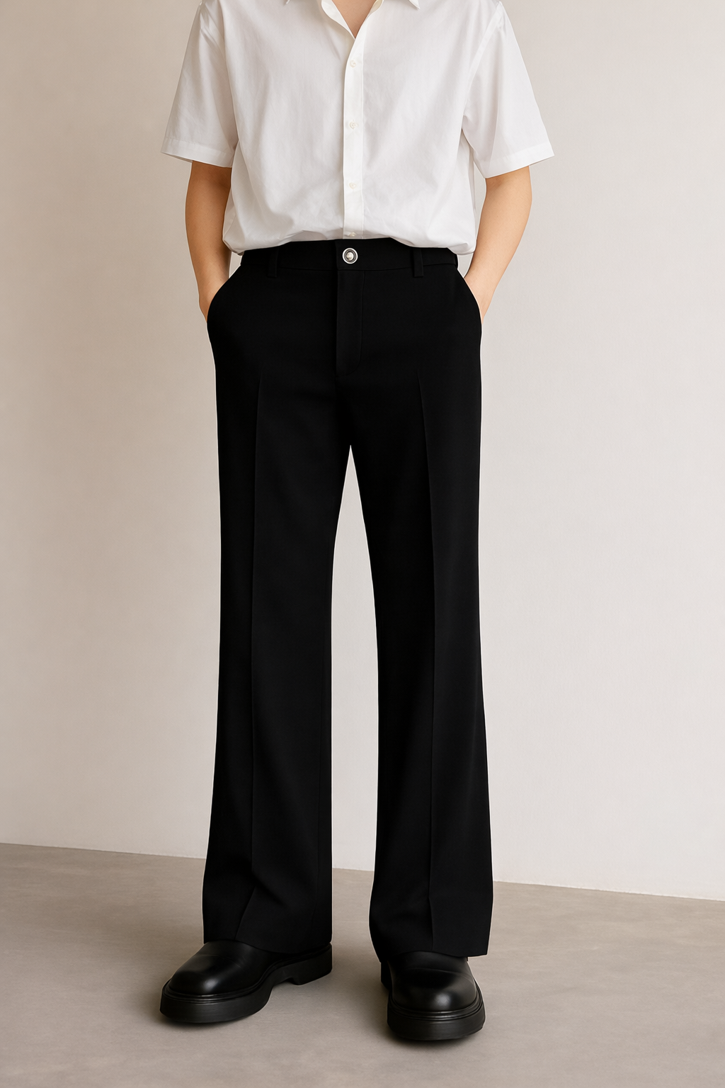 Korean Minimal Bootcut Pant– Black
