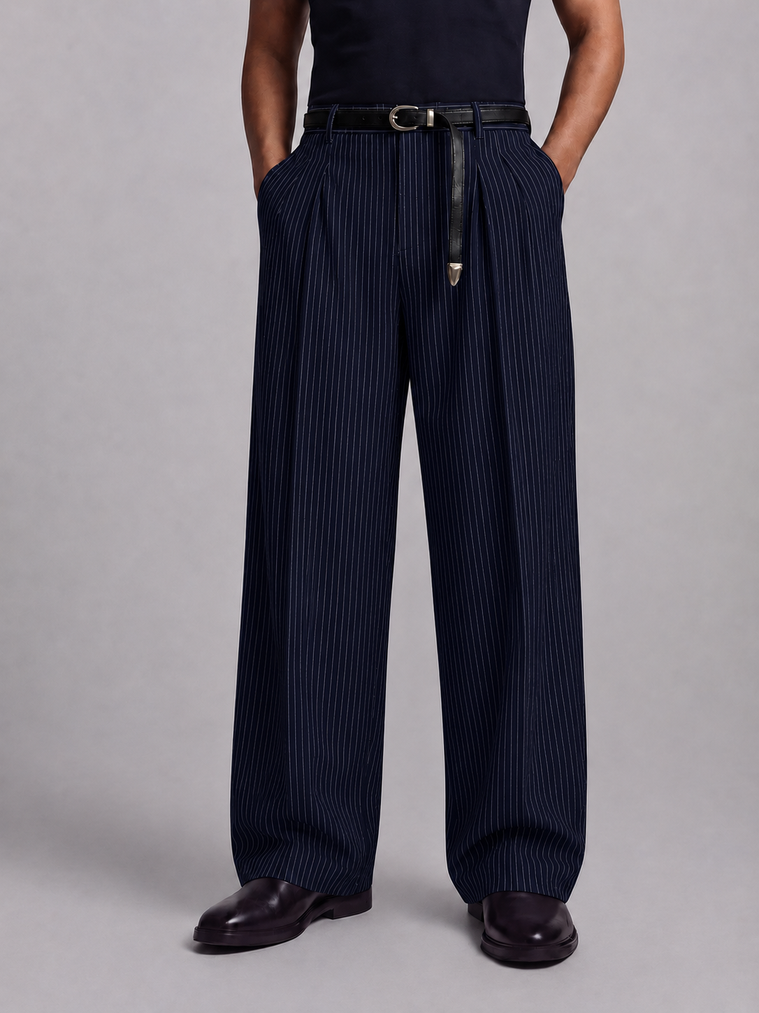 Mens Pinstripe Old Money Tailored Fit Korean Pants