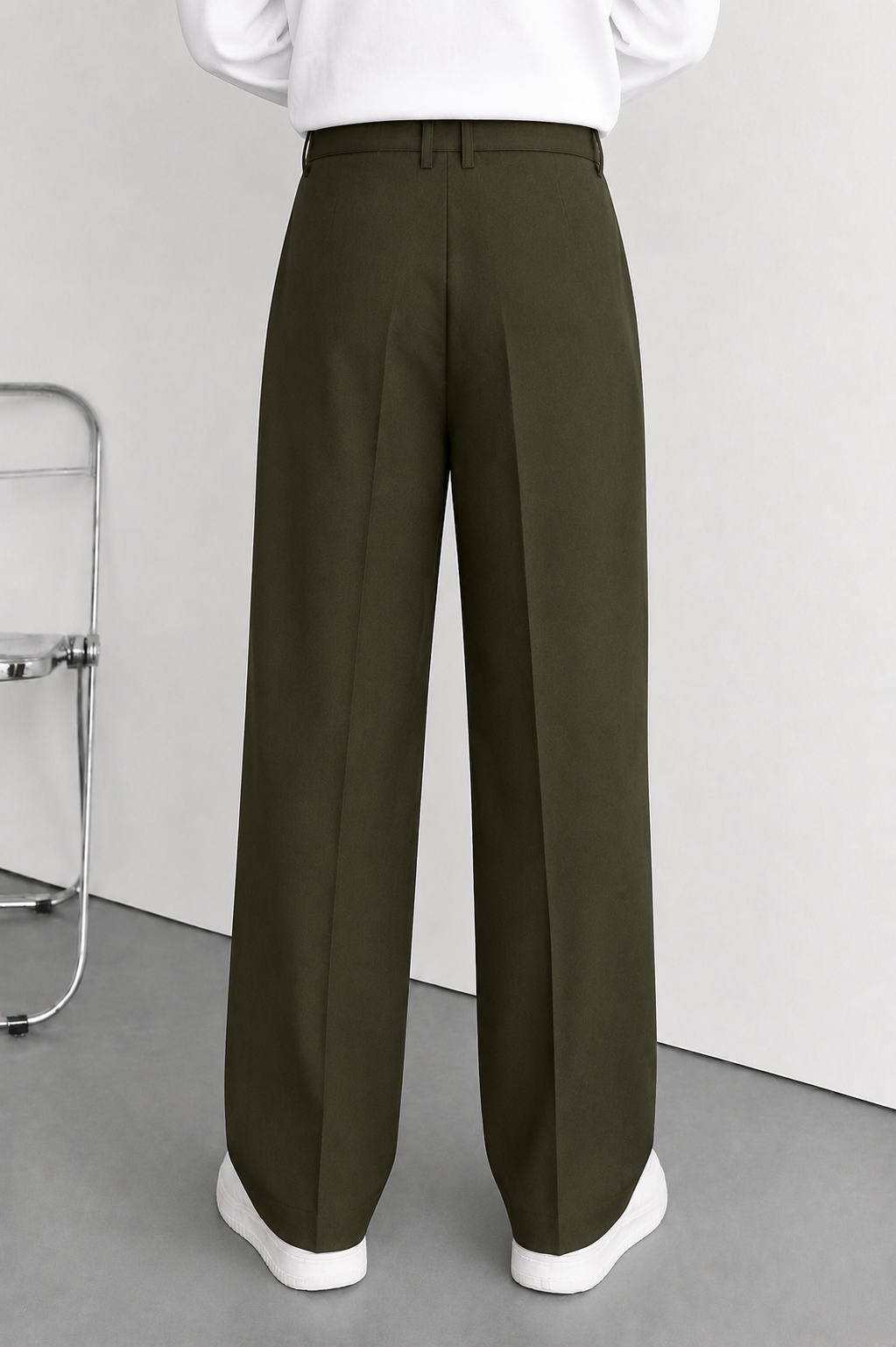 Mens Straight Fit Korean Pants-olive