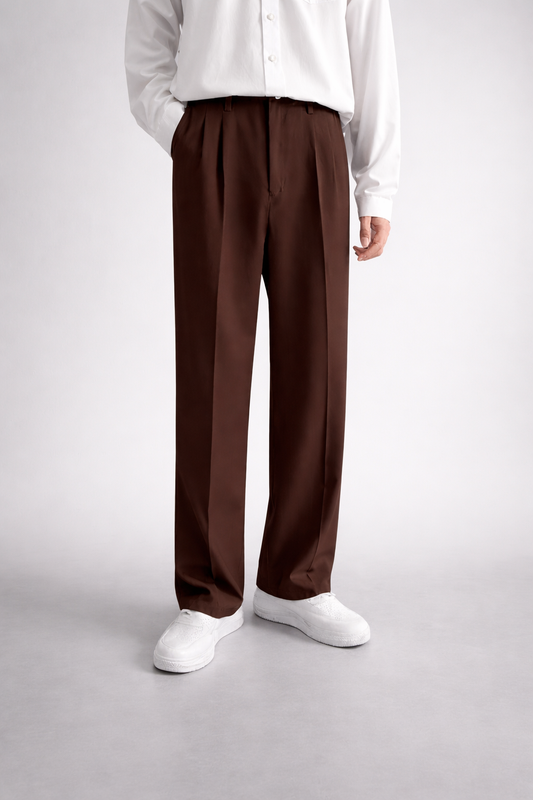 Korean Old Money Straight Fit Pant Coffee