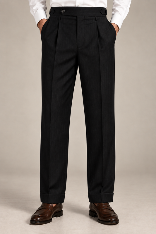 Regent Black Pinstripe Trousers