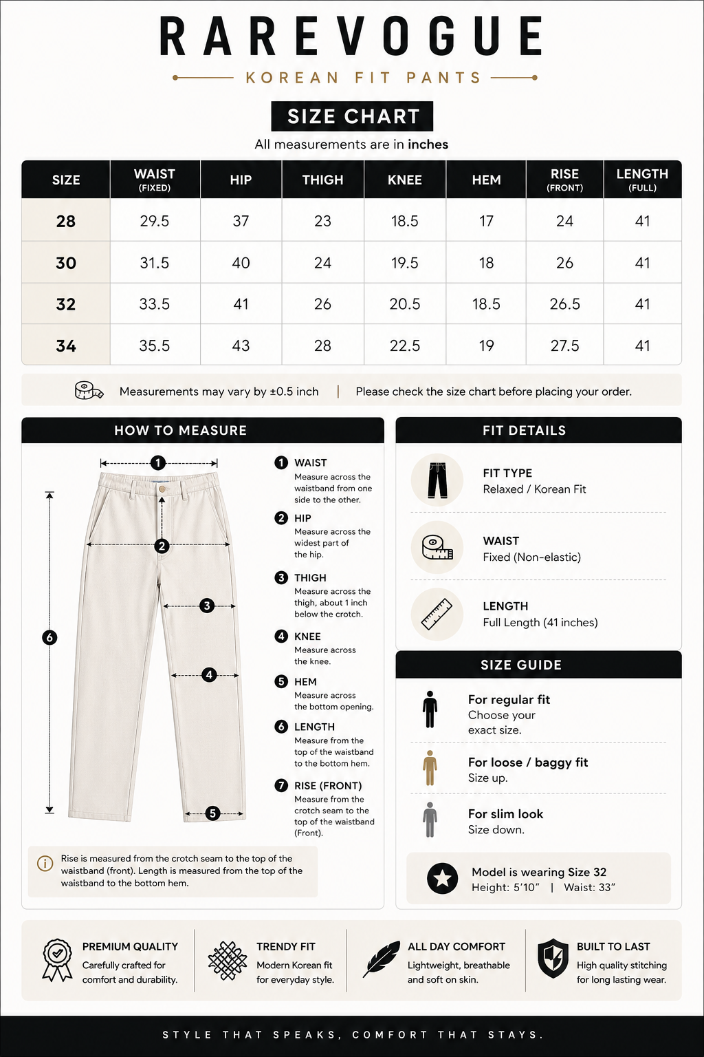 Men's Straight Fit Korean Pants