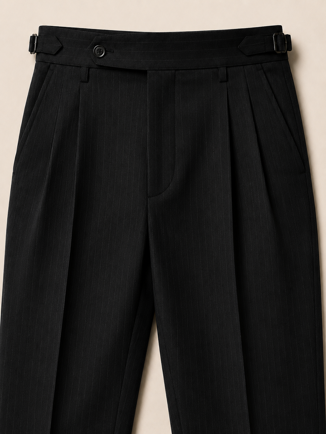 Regent Black Pinstripe Trousers